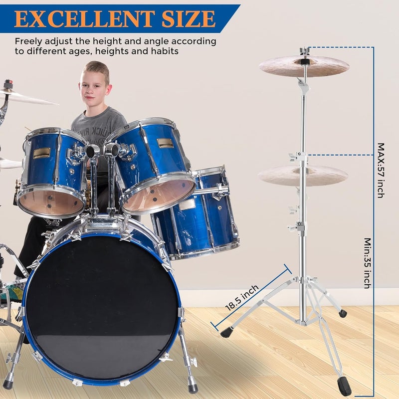 RANMING Heavy Duty Straight Cymbal Stand 28mm Pipe- Double Braced with Memory Lock & Quick Release - Portable Drum Hardware for Gigging, 35-57 inch quick height adjustment for Adult Beginner - Image 2